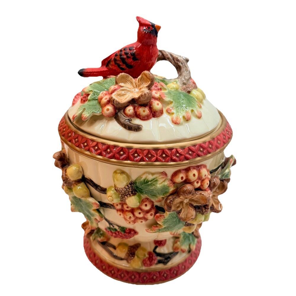 Geo Z Lefton 2001 Cardinal Collection Canister Jar & Lid Vintage Christmas - Picture 1 of 16